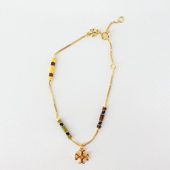 Tory Burch Kira Enamel Bar Bracelet Tory Gold/ Multi Color OS - Picture 1 of 16